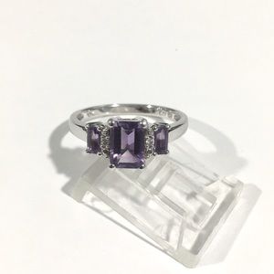 10k White Gold Ring With Amethyst & Diamonds 💎